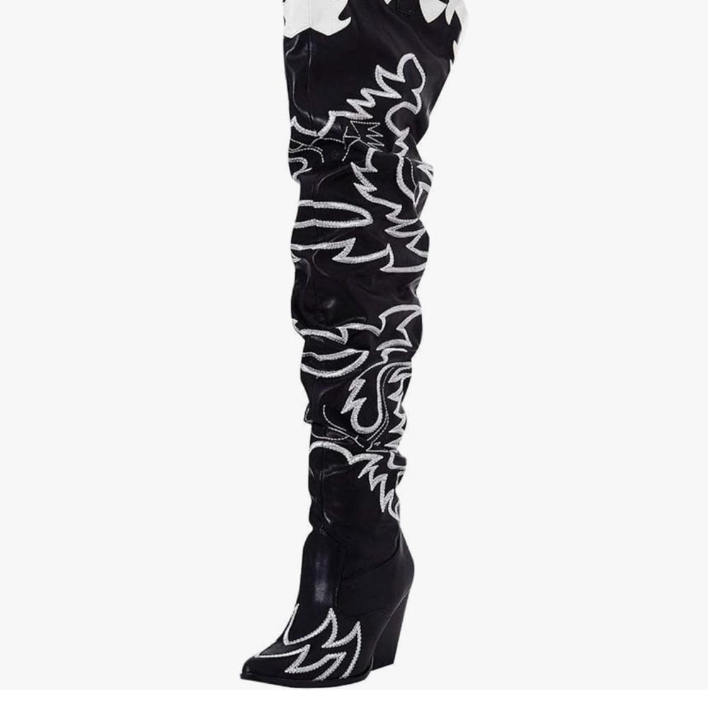 Black and White Women's Knee-High Boots